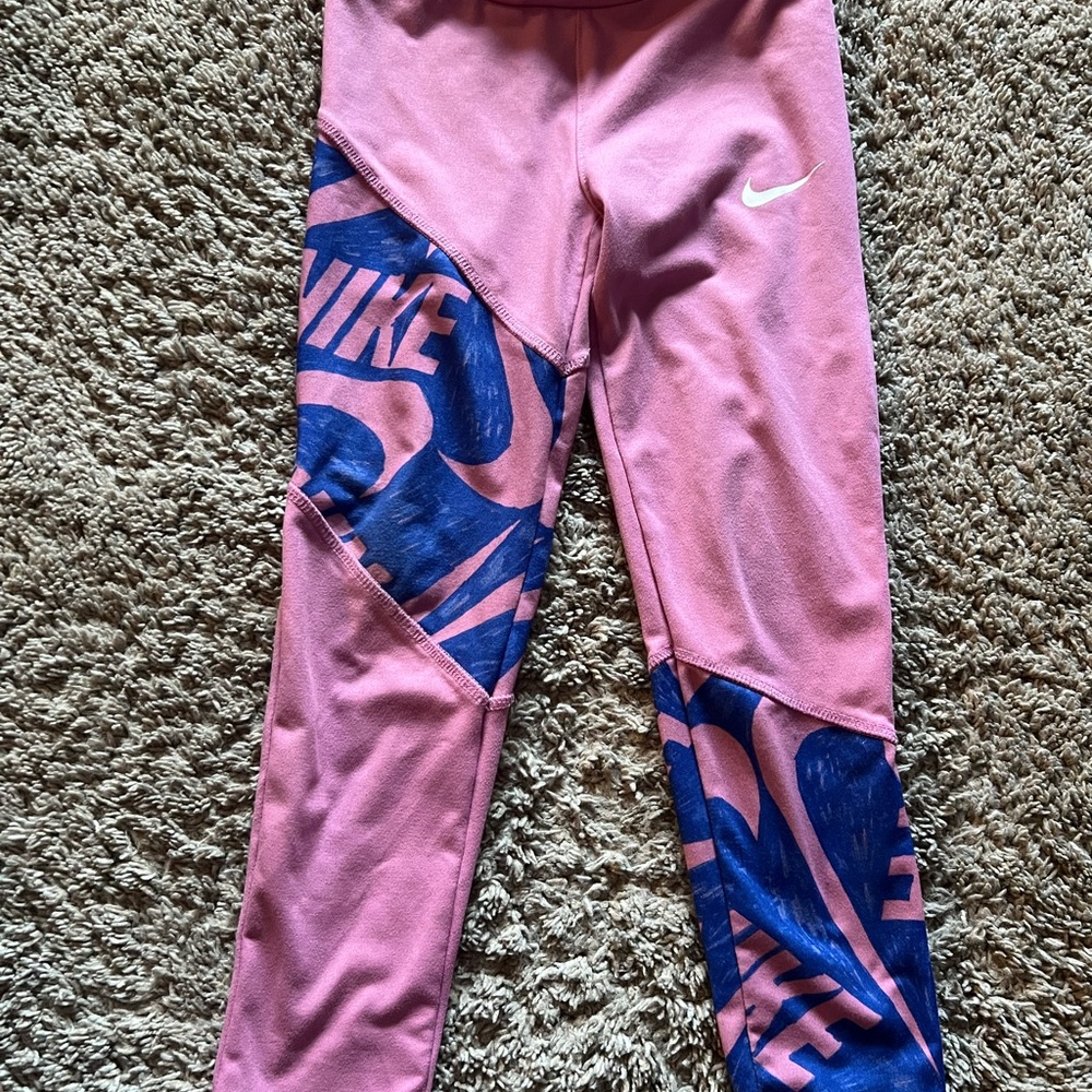 Nike Kids Pink and Blue Leggings
